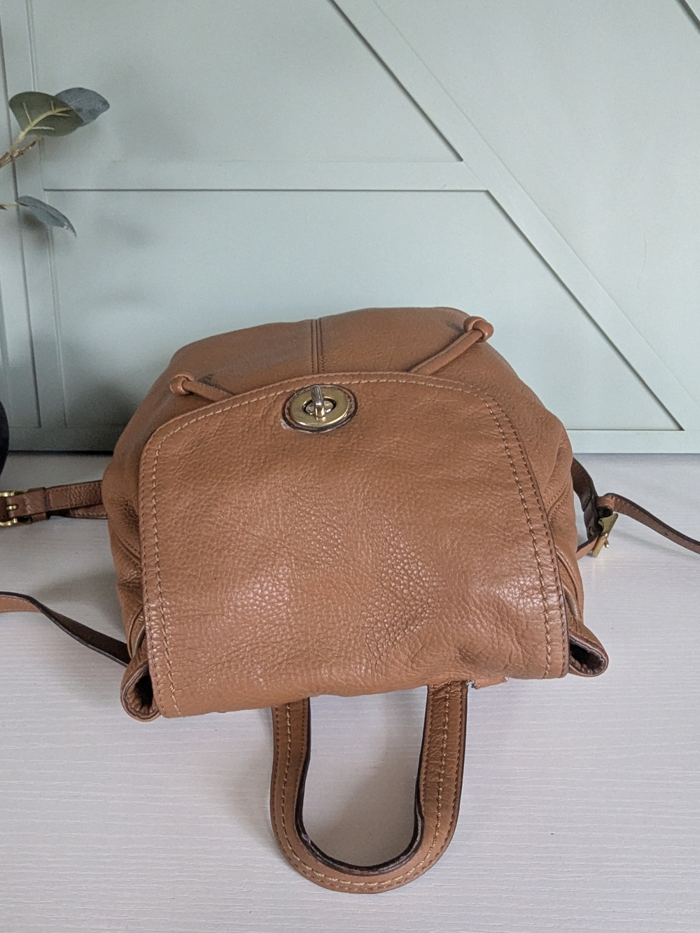 Coach Pebbled Leather Drawstring Backpack in Tan - Picture 8 of 12